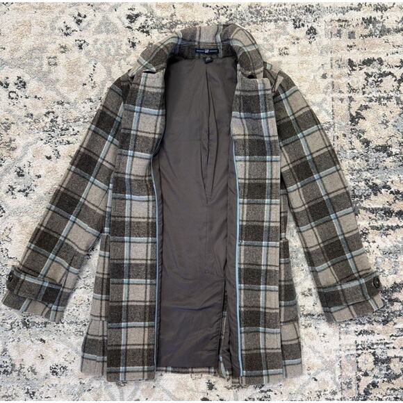 Gap Women’s Wool Blend Brown Blue Plaid Peacoat XS Preppy - Picture 6 of 7